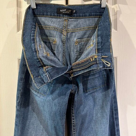 *RARE* VTG ABS Allen Schwartz Mid Rise Wide Leg Patch Pocket Trouser Jeans Y2K - Picture 9 of 11